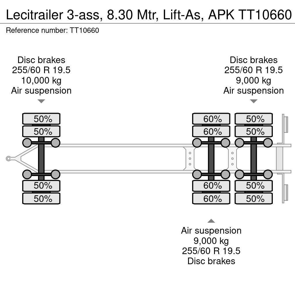 Lecitrailer 3-ass, 8.30 Mtr, Lift-As, APK Plataforma plana/laterales abatibles