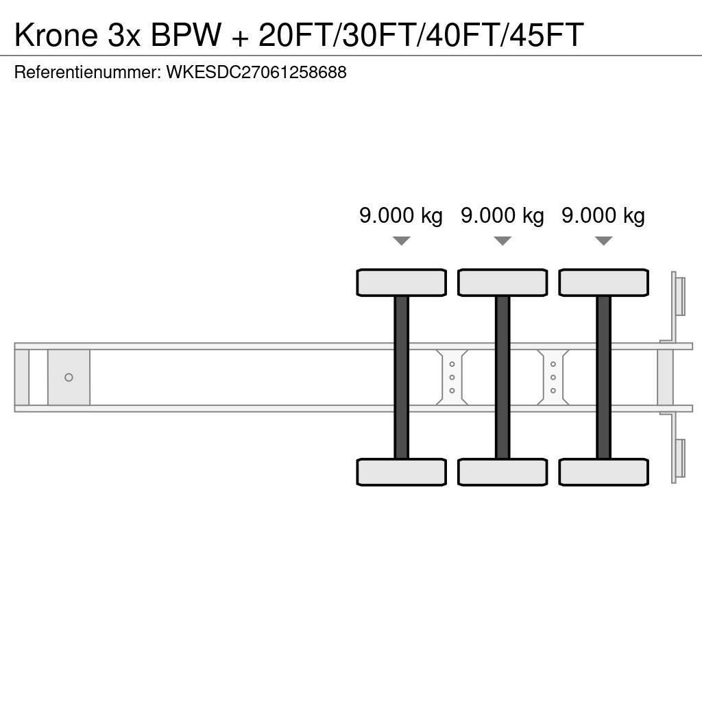 Krone 3x BPW + 20FT/30FT/40FT/45FT Semirremolques portacontenedores