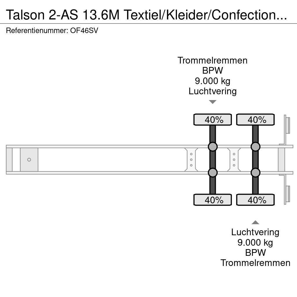 Talson 2-AS 13.6M Textiel/Kleider/Confection ABS APK/TUV Semirremolques con carrocería de caja