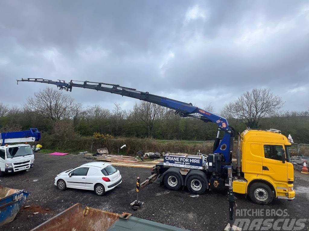 Scania R490 with PM 58.5 Flyjib crane and winch Camiones grúa