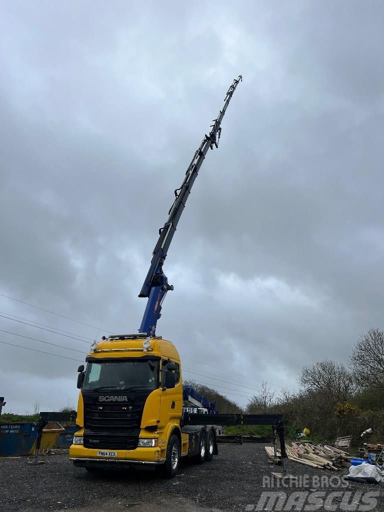 Scania R490 with PM 58.5 Flyjib crane and winch Camiones grúa