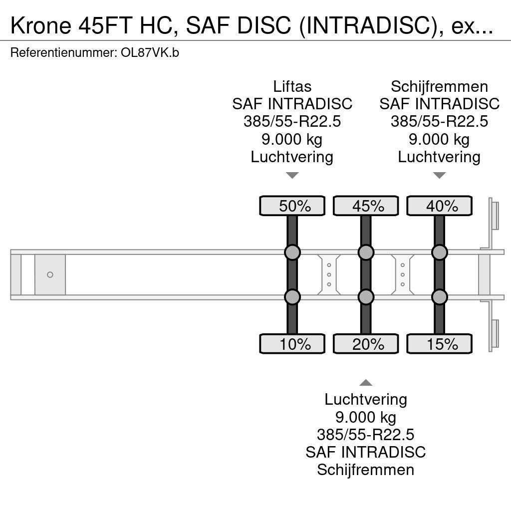 Krone 45FT HC, SAF DISC (INTRADISC), extendable front+ r Semirremolques portacontenedores