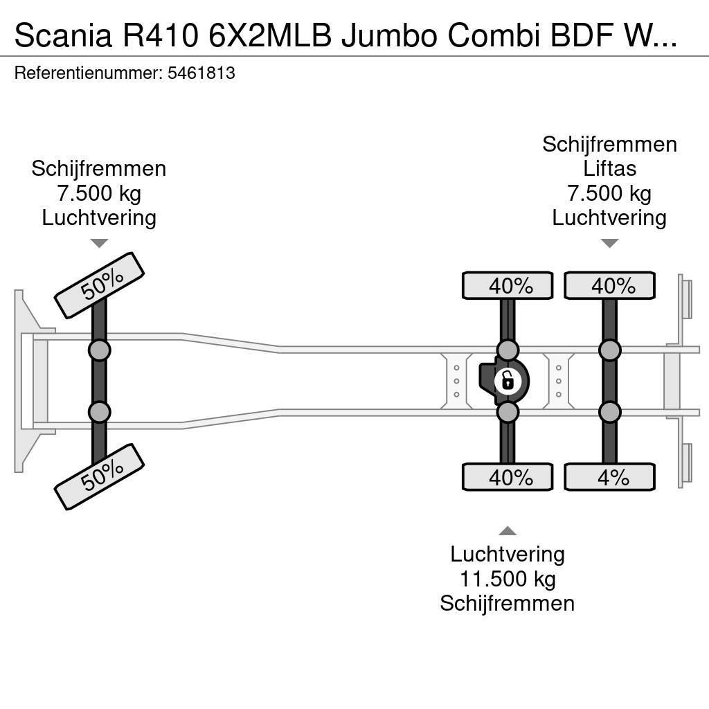 Scania R410 6X2MLB Jumbo Combi BDF Wechsel Hubdach Retard Camiones caja cerrada