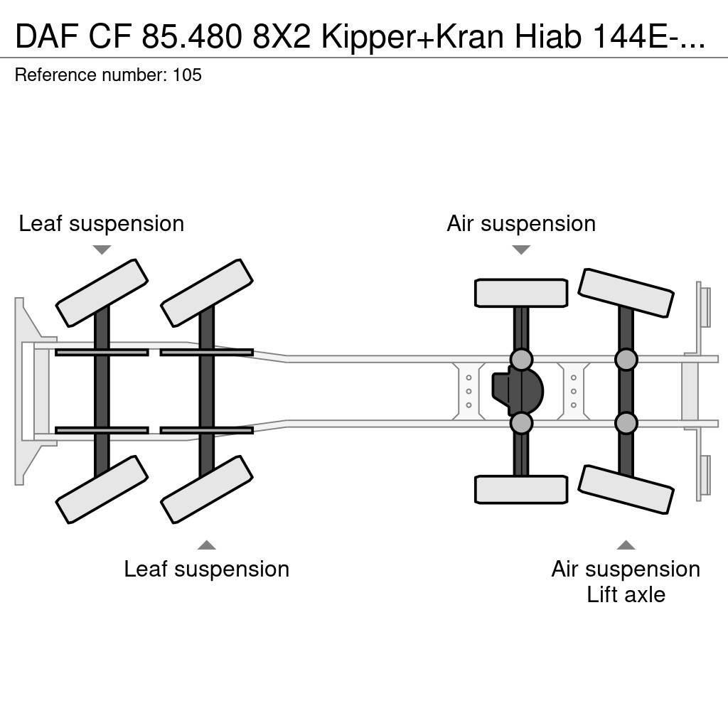DAF CF 85.480 8X2 Kipper+Kran Hiab 144E-3 PRO Camiones grúa
