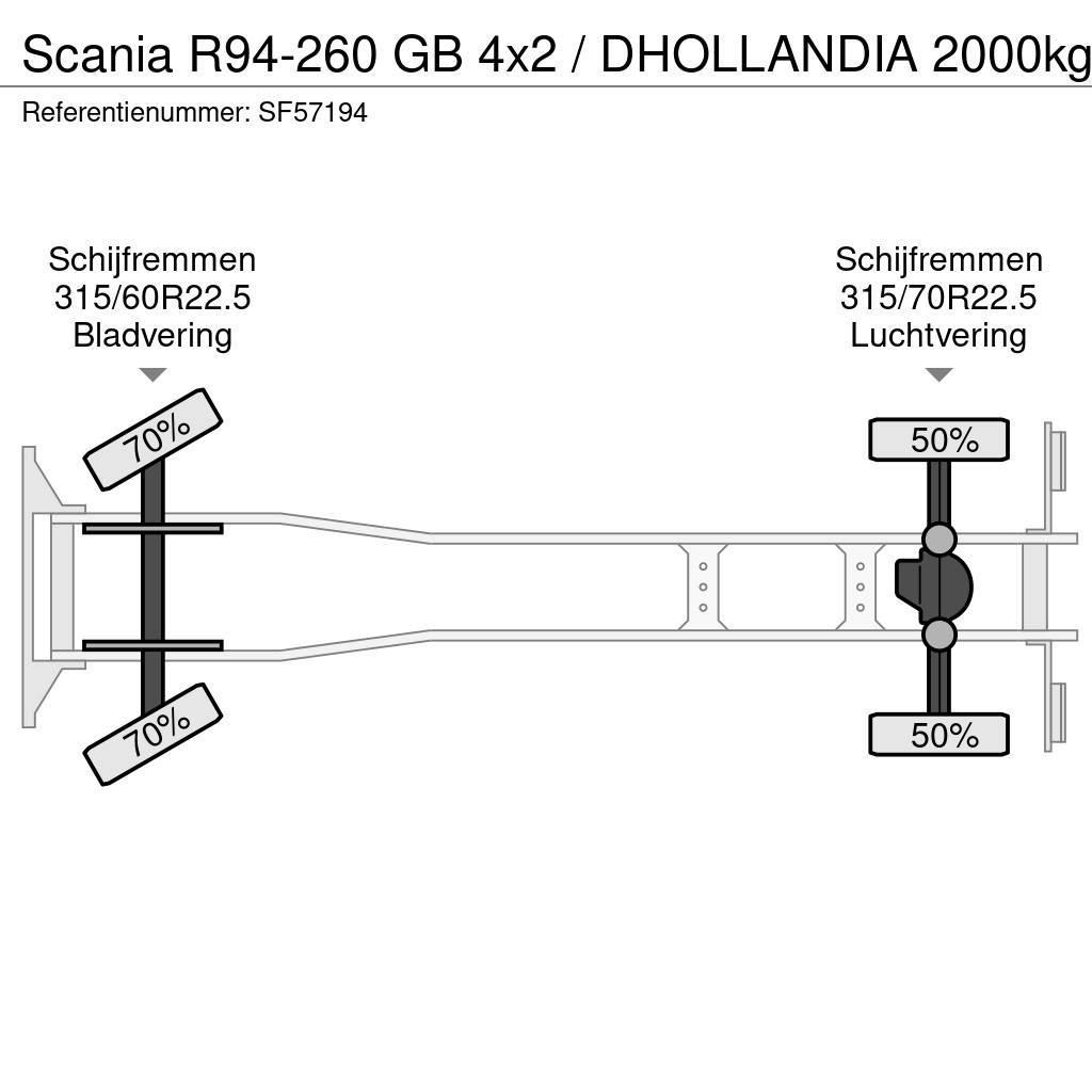 Scania R94-260 GB 4x2 / DHOLLANDIA 2000kg Camión con caja abierta