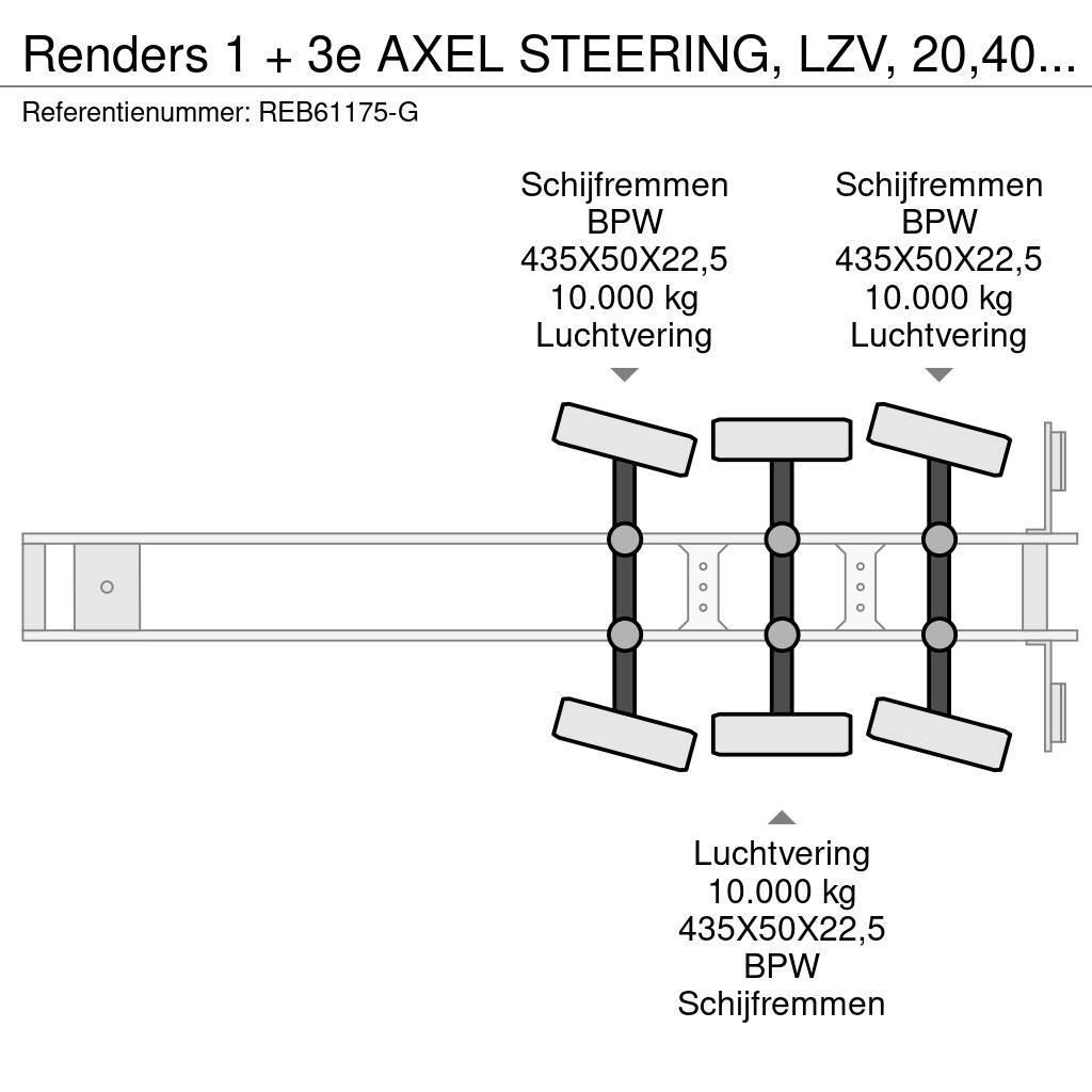 Renders 1 + 3e AXEL STEERING, LZV, 20,40,45 FT Semirremolques portacontenedores