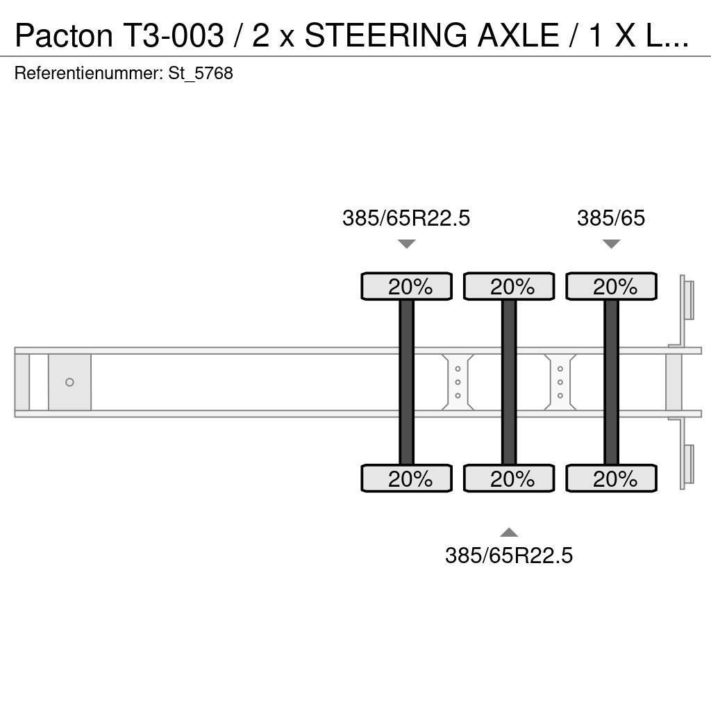 Pacton T3-003 / 2 x STEERING AXLE / 1 X LIFT AXLE Semirremolques de plataformas planas/laterales abatibles