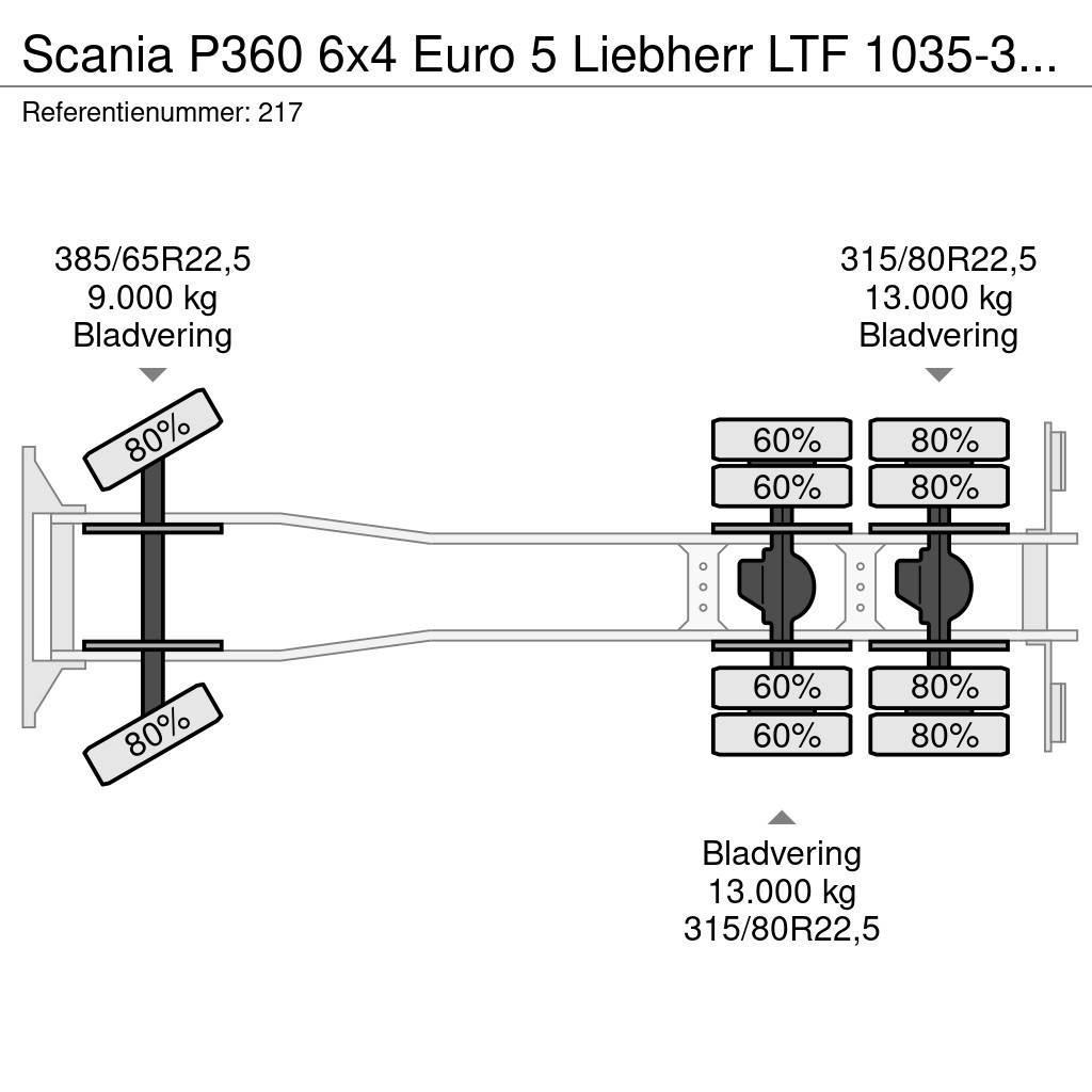 Scania P360 6x4 Euro 5 Liebherr LTF 1035-3.1 Radio Remote Grúas todo terreno