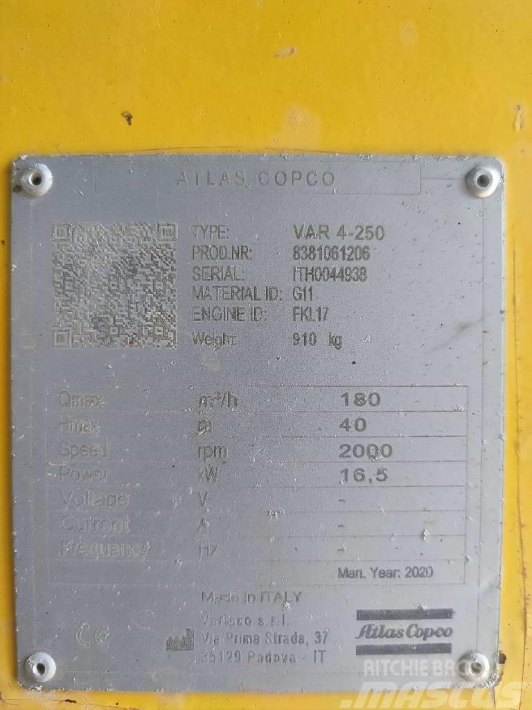 Atlas Copco VAR 4-250 FKL 17 G11 TRAILER Bombas de agua