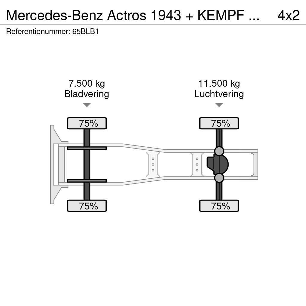 Mercedes-Benz Actros 1943 + KEMPF SKM 35/3 Zeer mooie NL combina Cabezas tractoras