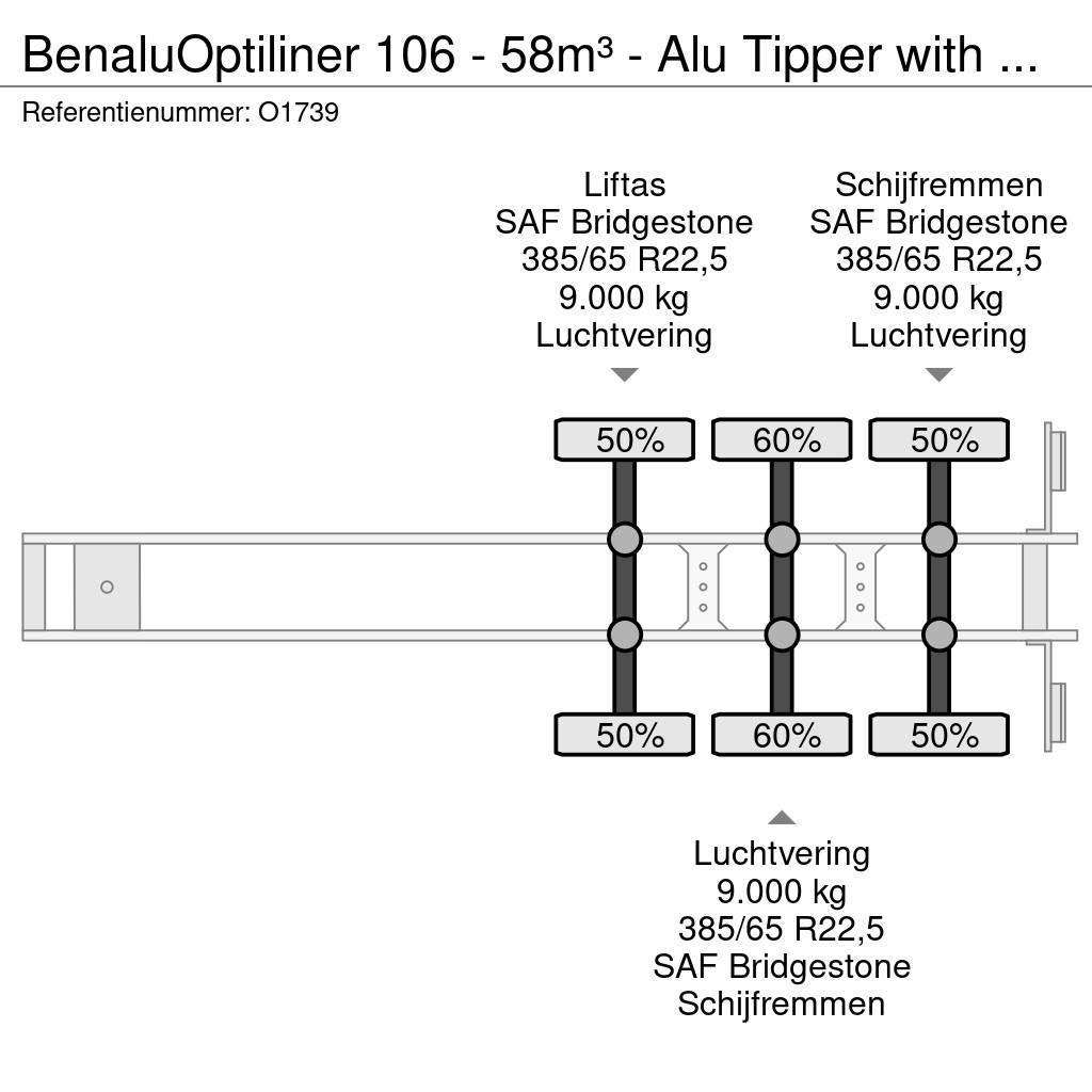 Benalu Optiliner 106 - 58m³ - Alu Tipper with Carrier Sup Semirremolques bañera