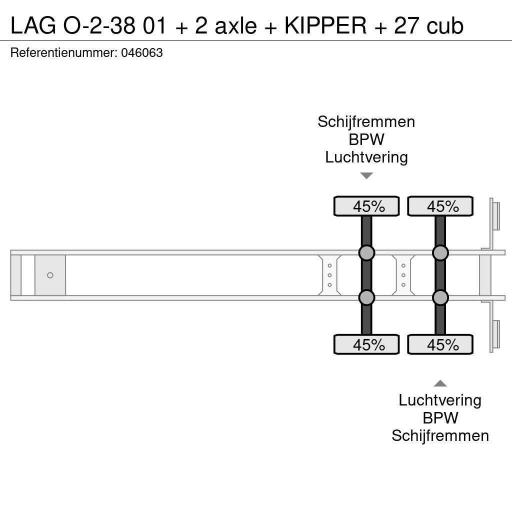LAG O-2-38 01 + 2 axle + KIPPER + 27 cub Semirremolques bañera