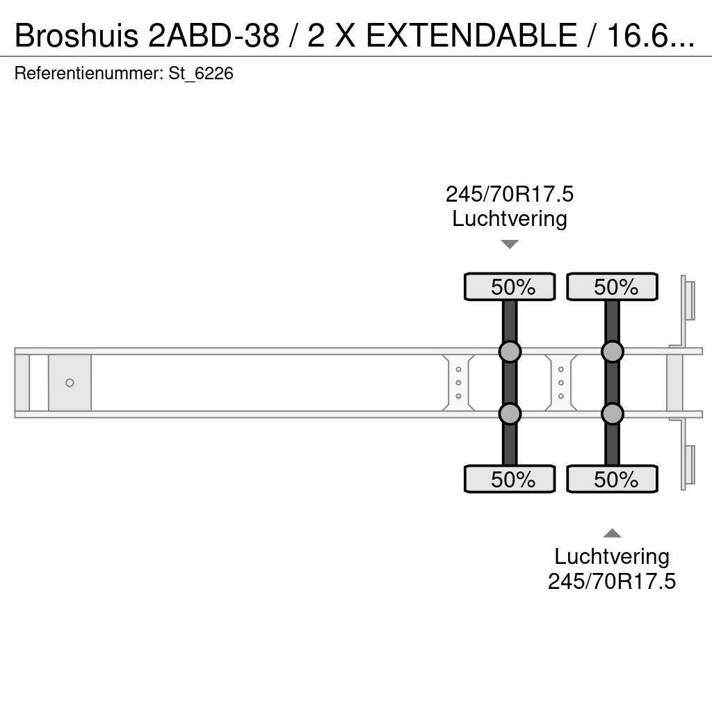 Broshuis 2ABD-38 / 2 X EXTENDABLE / 16.62 mtr BED / Semirremolques de góndola rebajada