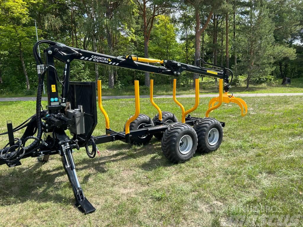 Country TRAILER 70S + CRANE 670 MASTER Remolques forestales