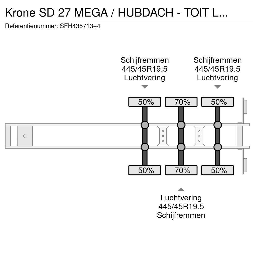 Krone SD 27 MEGA / HUBDACH - TOIT LEVANT - HEFDAK Semirremolques con caja de lona