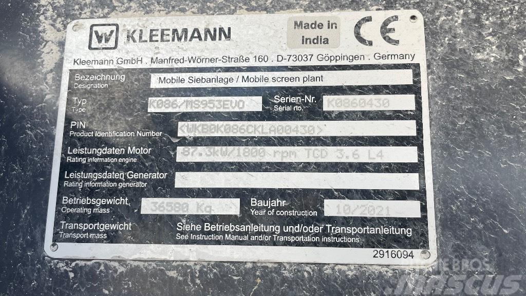 Kleemann 953 Machacadoras