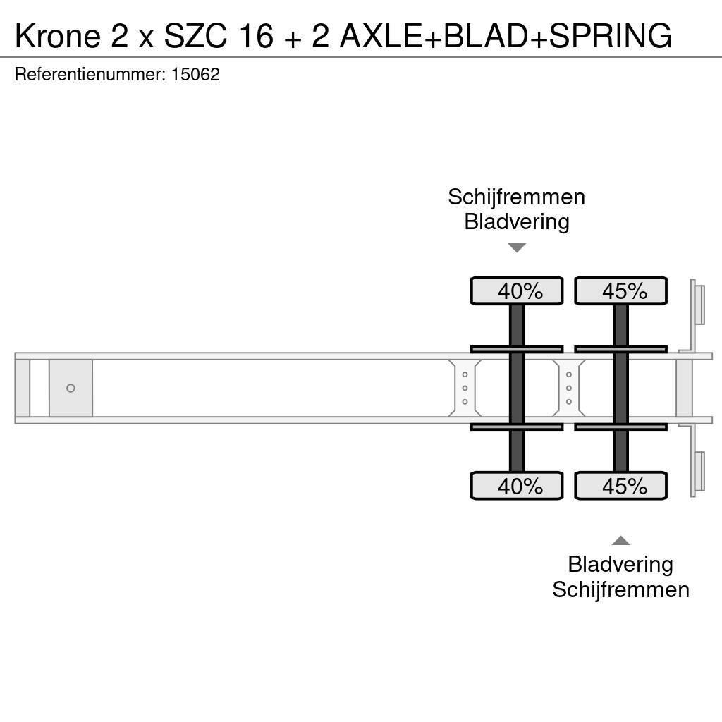 Krone 2 x SZC 16 + 2 AXLE+BLAD+SPRING Semirremolques portacontenedores