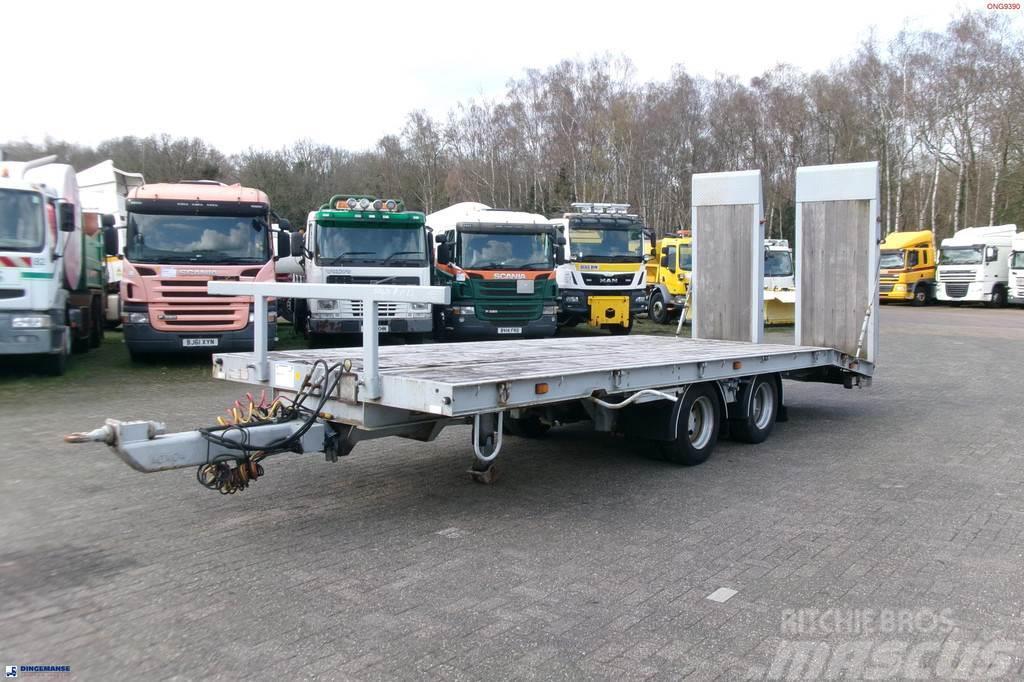 King 2-axle platform drawbar trailer 14t + ramps Plataforma plana/laterales abatibles