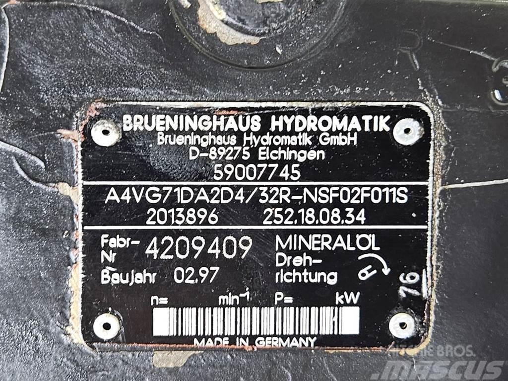 Brueninghaus Hydromatik A4VG71DA2D4/32R-Drive pump/Fahrpumpe Hidráulicos