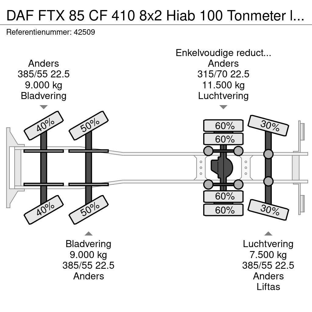 DAF FTX 85 CF 410 8x2 Hiab 100 Tonmeter laadkraan + Fl Grúas todo terreno
