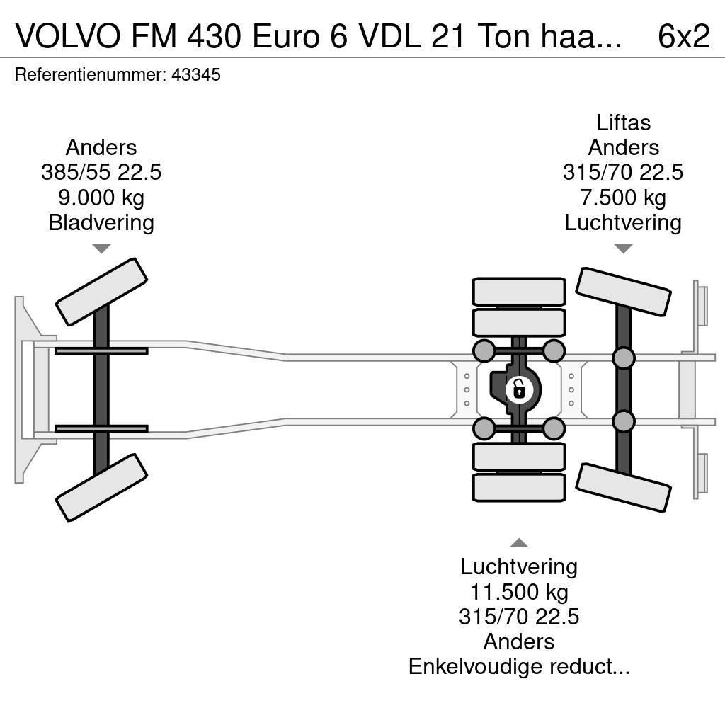Volvo FM 430 Euro 6 VDL 21 Ton haakarmsysteem Camiones portacontenedores