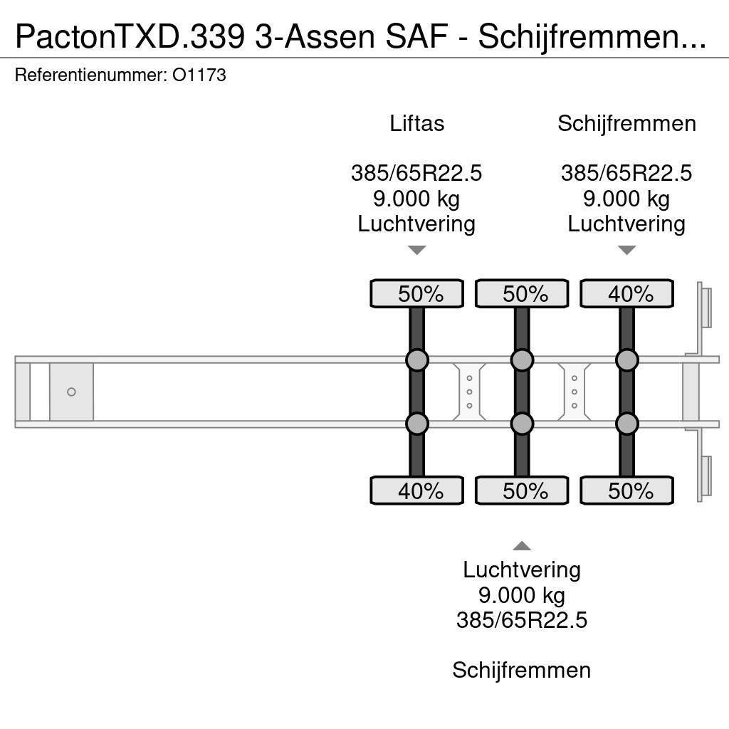 Pacton TXD.339 3-Assen SAF - Schijfremmen - Liftas - Kooi Semirremolques de plataformas planas/laterales abatibles