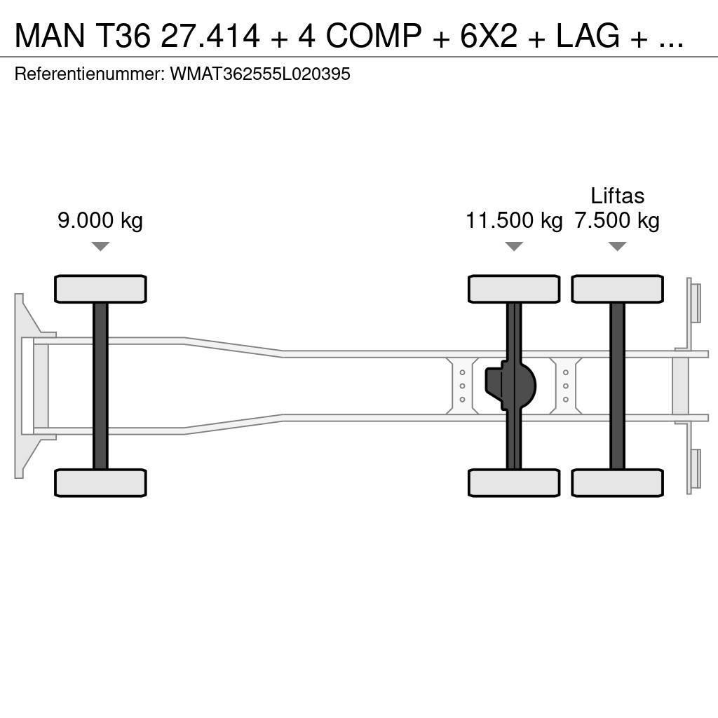 MAN T36 27.414 + 4 COMP + 6X2 + LAG + MANUAL Camiones cisterna