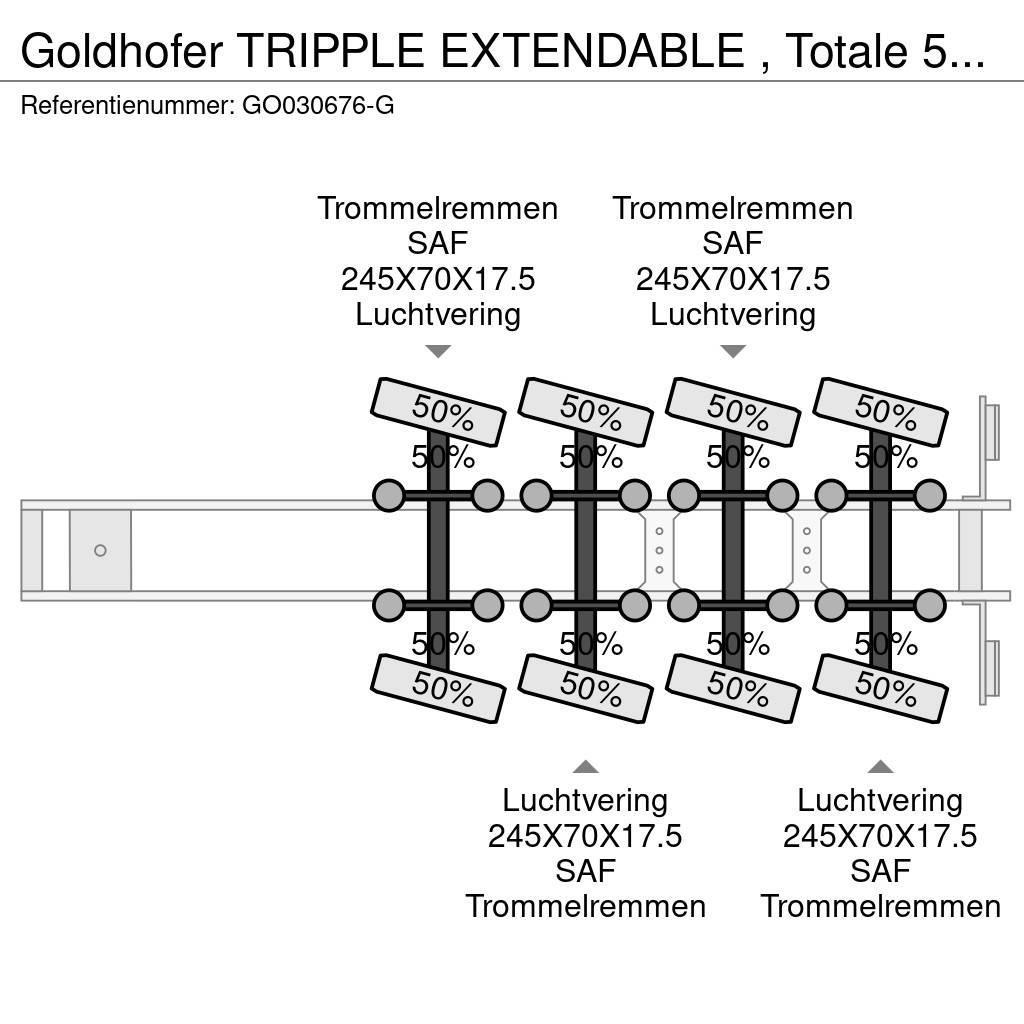 Goldhofer TRIPPLE EXTENDABLE , Totale 51 M 4 AXEL STEERING Semirremolques de góndola rebajada