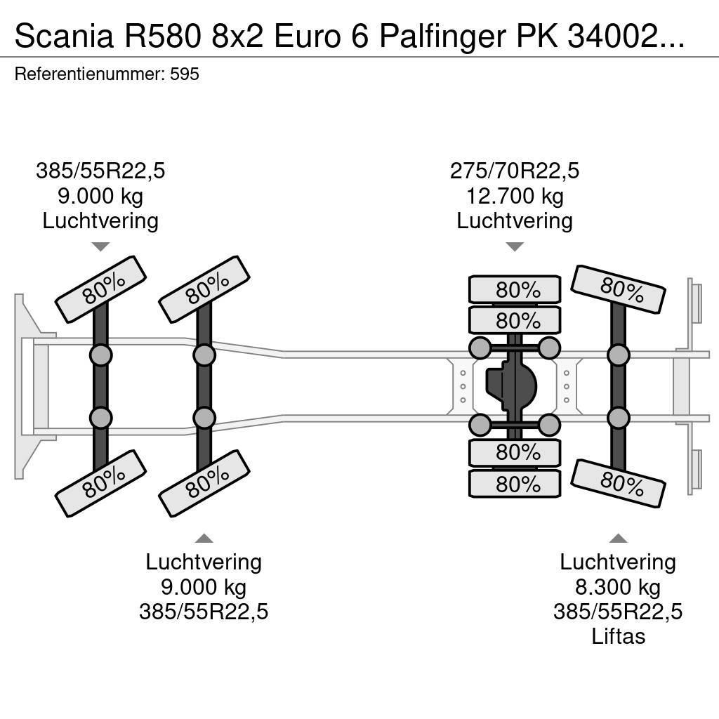 Scania R580 8x2 Euro 6 Palfinger PK 34002-SHF 7 x Hydr. W Grúas todo terreno