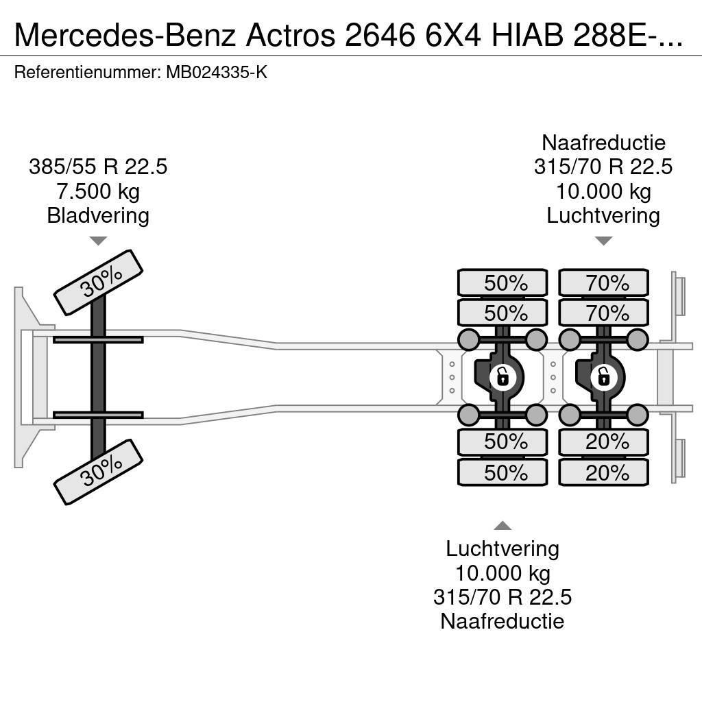 Mercedes-Benz Actros 2646 6X4 HIAB 288E-6 HiPro + FLYJIB 70X + R Grúas todo terreno