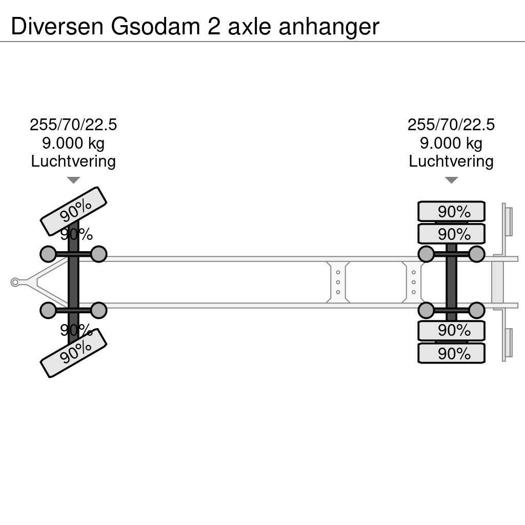  Diversen Gsodam 2 axle anhanger Plataforma plana/laterales abatibles