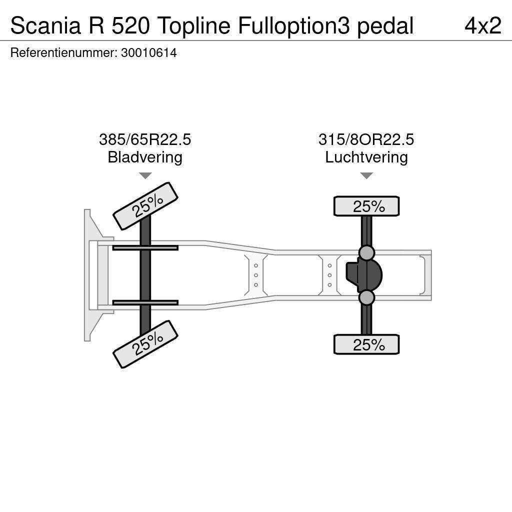 Scania R 520 Topline Fulloption3 pedal Cabezas tractoras