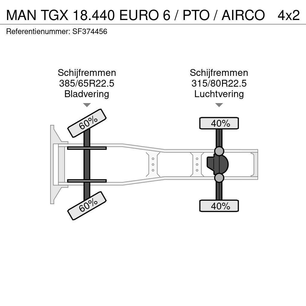 MAN TGX 18.440 EURO 6 / PTO / AIRCO Cabezas tractoras