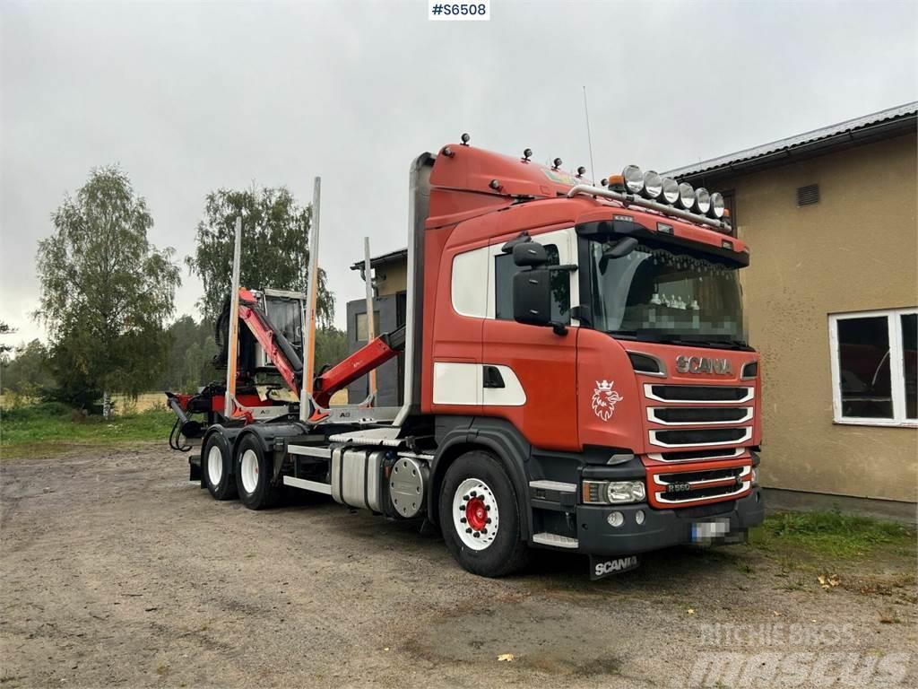 Scania R560 Timber Truck with trailer and crane Transporte de madera