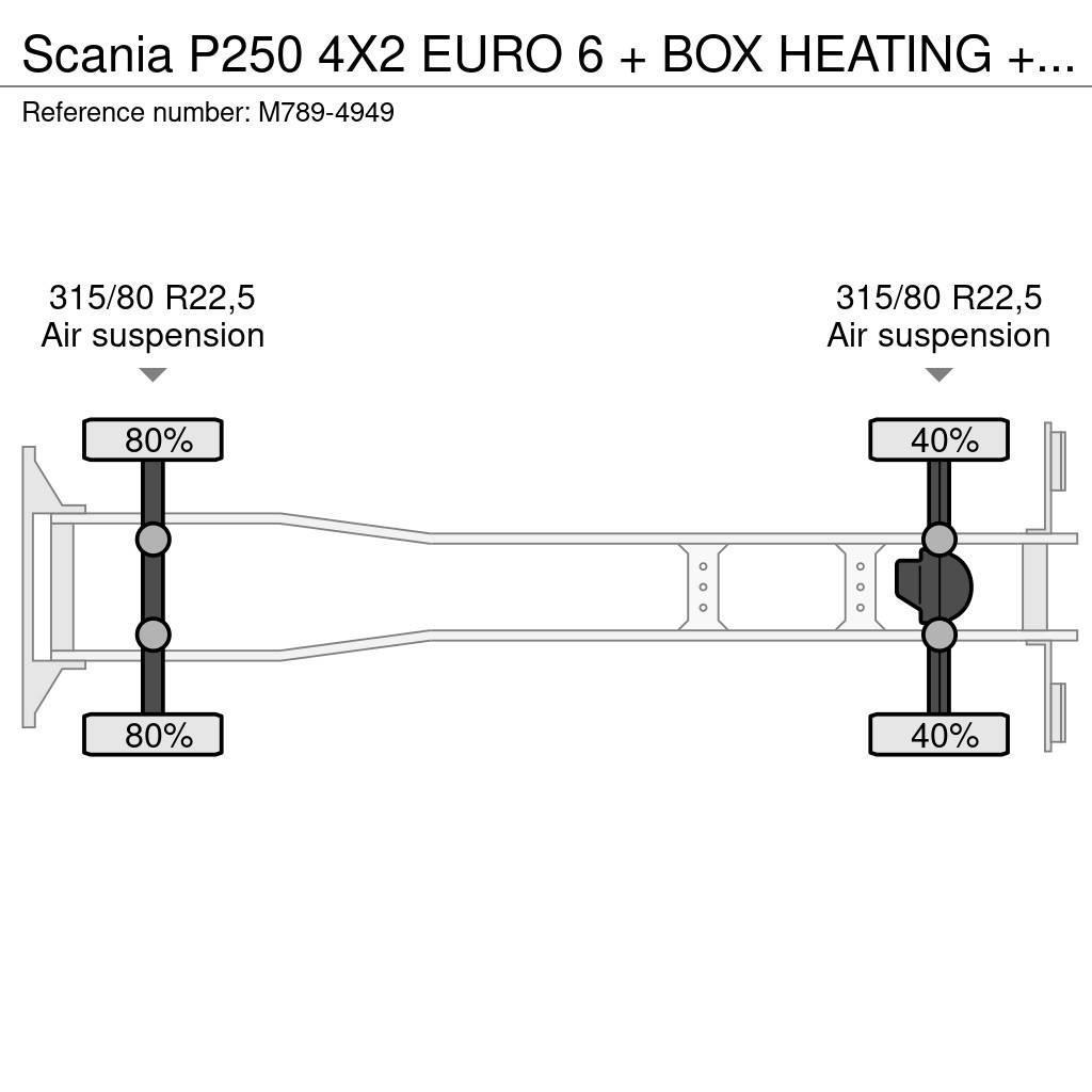 Scania P250 4X2 EURO 6 + BOX HEATING + SIDE OPENING BOX + Camiones caja cerrada