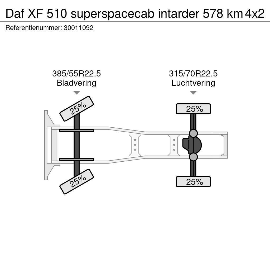 DAF XF 510 superspacecab intarder 578 km Cabezas tractoras