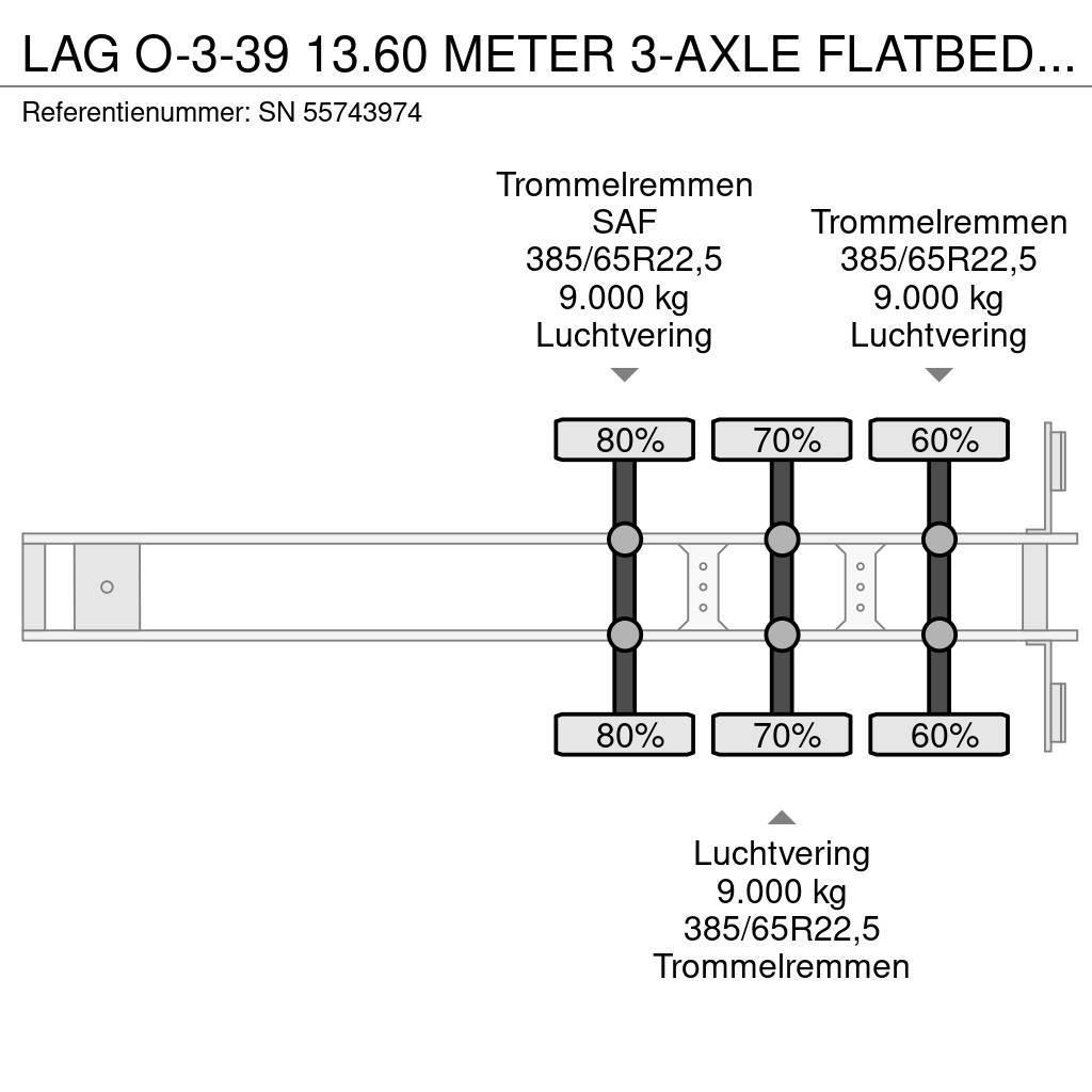 LAG O-3-39 13.60 METER 3-AXLE FLATBED (DRUM BRAKES / A Semirremolques de plataformas planas/laterales abatibles