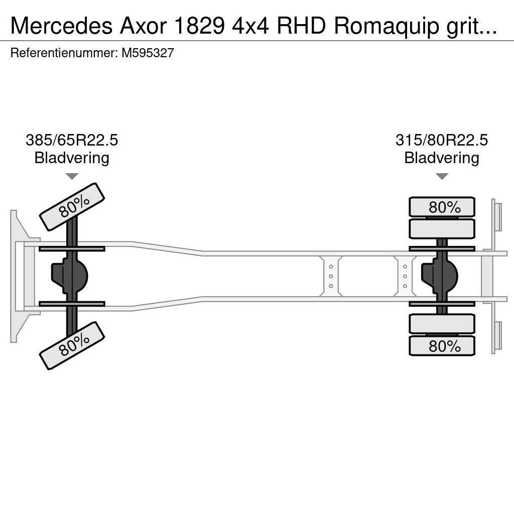 Mercedes-Benz Axor 1829 4x4 RHD Romaquip gritter / salt spreader Camiones aspiradores/combi