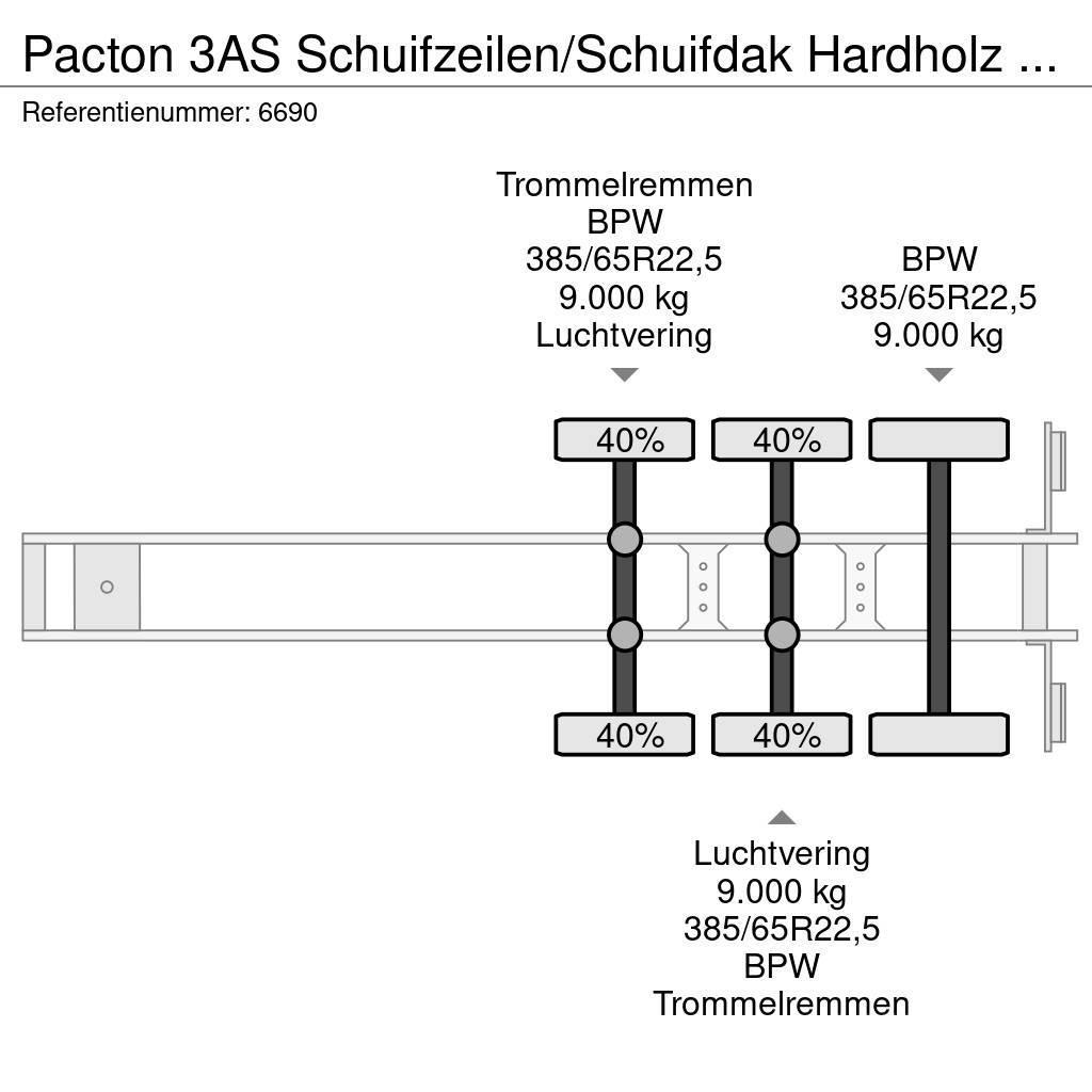 Pacton 3AS Schuifzeilen/Schuifdak Hardholz boden Semirremolques con caja de lona