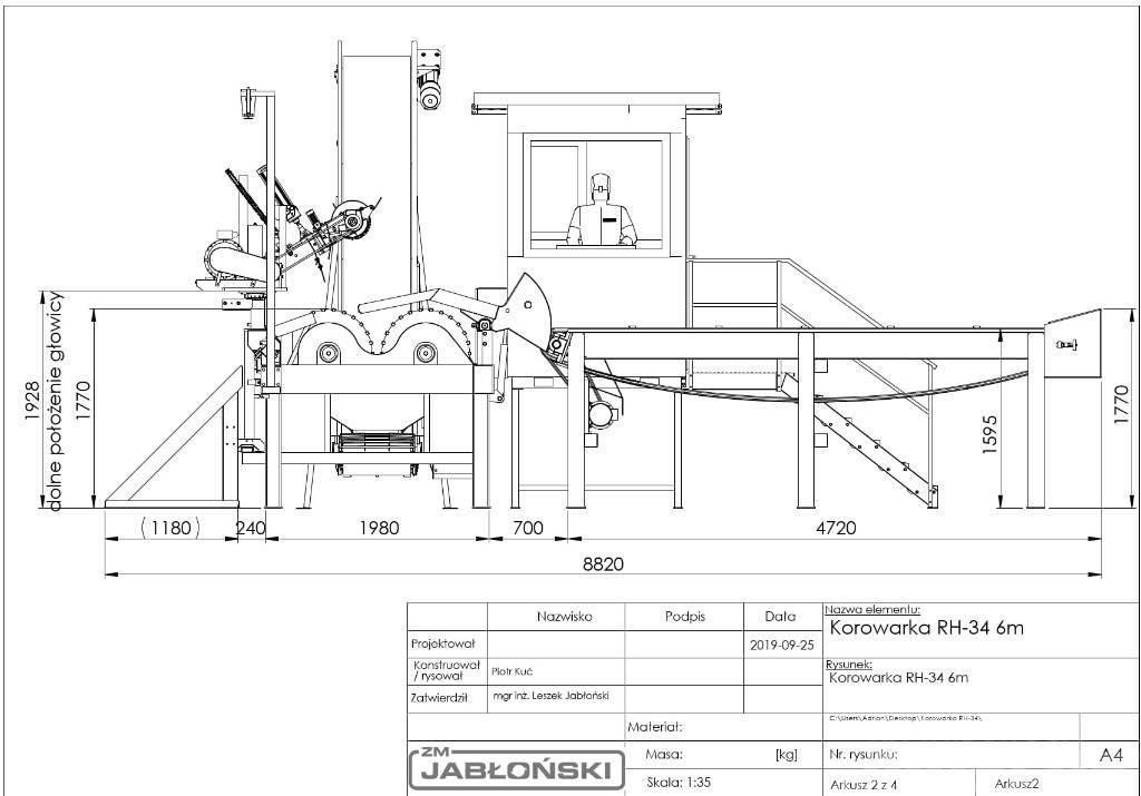  Debarker / Entrinder / ZMJ JABLONSKI RH-34 Procesadoras y cortadoras de leña