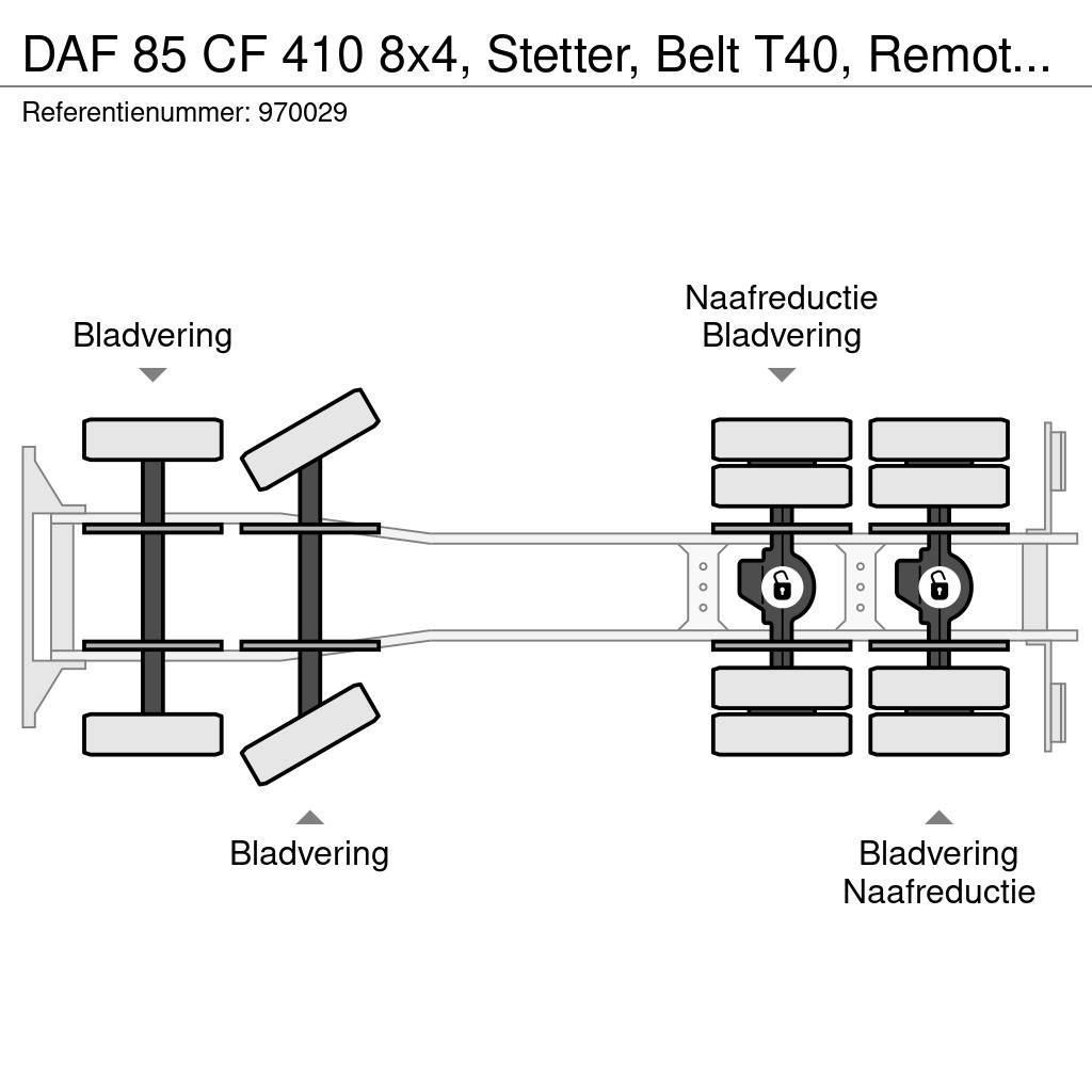 DAF 85 CF 410 8x4, Stetter, Belt T40, Remote, Steel su Camiones hormigonera