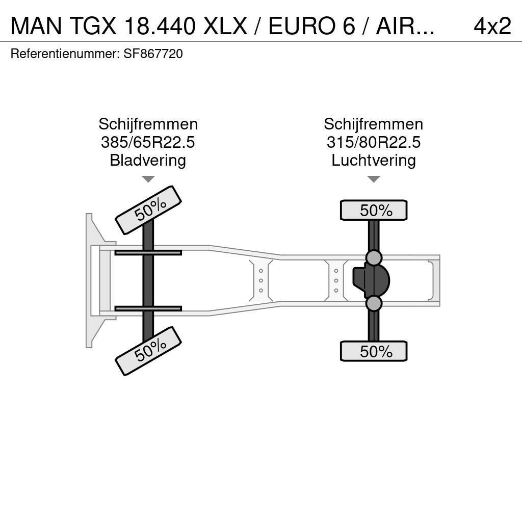 MAN TGX 18.440 XLX / EURO 6 / AIRCO / PTO Cabezas tractoras