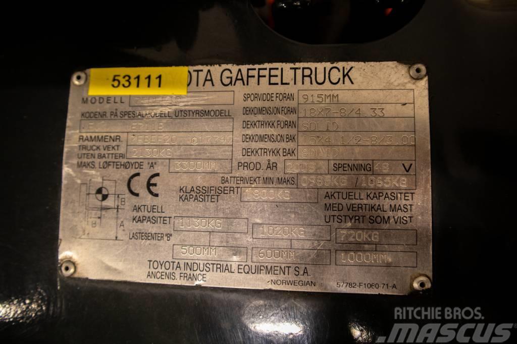 Toyota 7FBEF18, containergående 1,8-tons el motviktstruck Carretillas de horquilla eléctrica