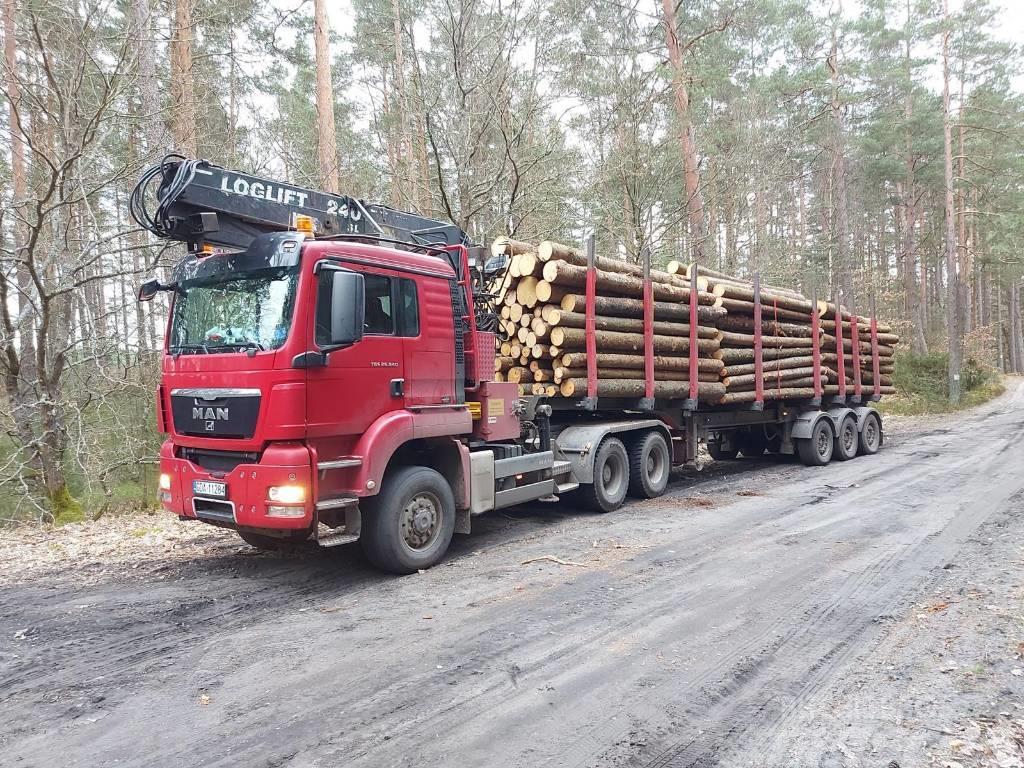 MAN TGS 26.540 6X6 z dźwigiem do przewozu drewna Transporte de madera