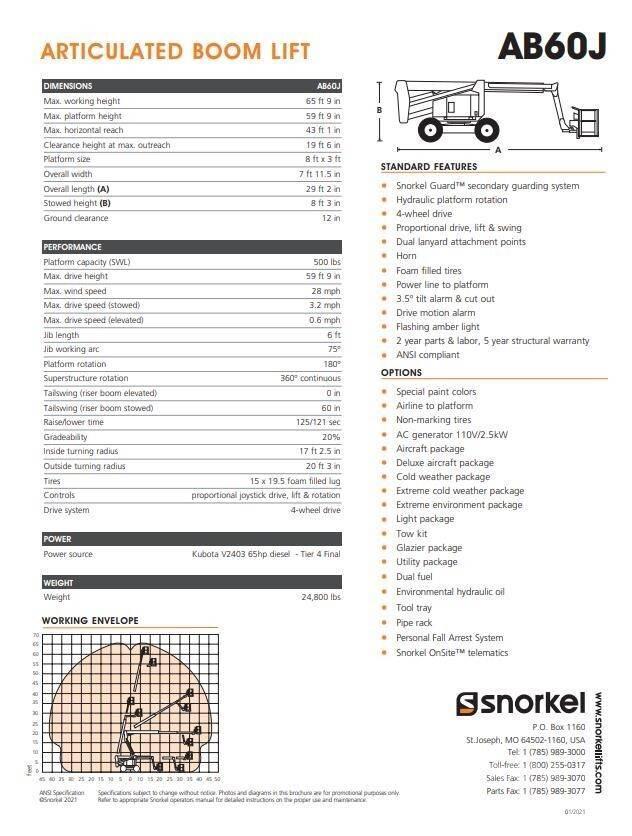 Snorkel AB60J Plataforma de trabajo articulada