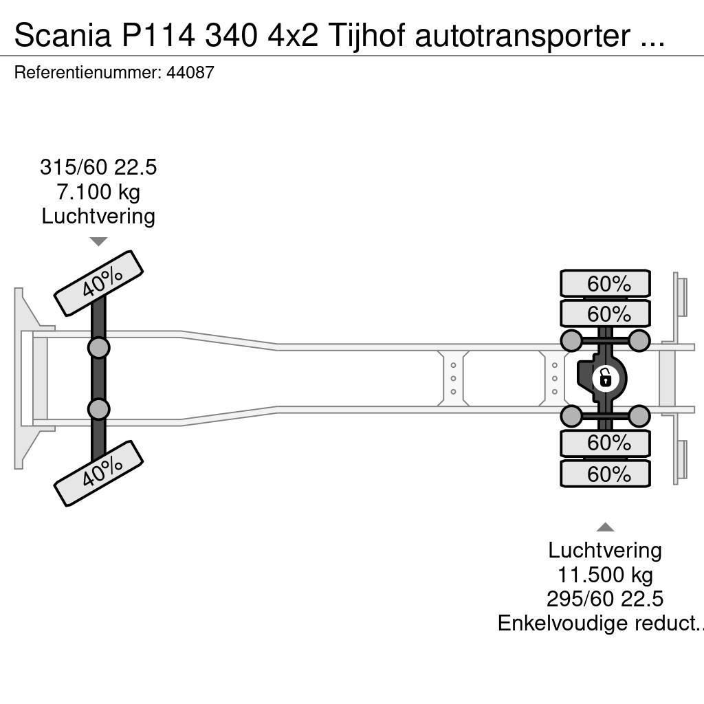 Scania P114 340 4x2 Tijhof autotransporter met hydraulisc Camiones portacoches