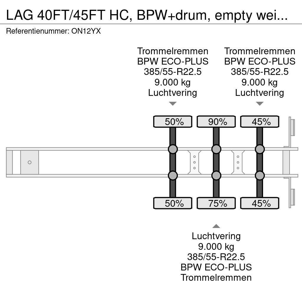 LAG 40FT/45FT HC, BPW+drum, empty weight: 4.120kg, NL- Semirremolques portacontenedores