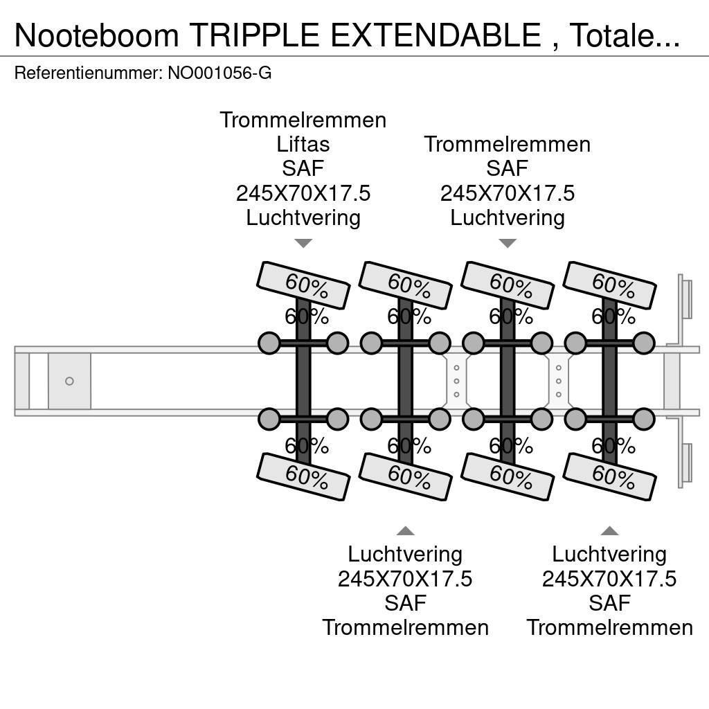 Nooteboom TRIPPLE EXTENDABLE , Totale 47,95 M 4 AXEL STEERIN Semirremolques de góndola rebajada
