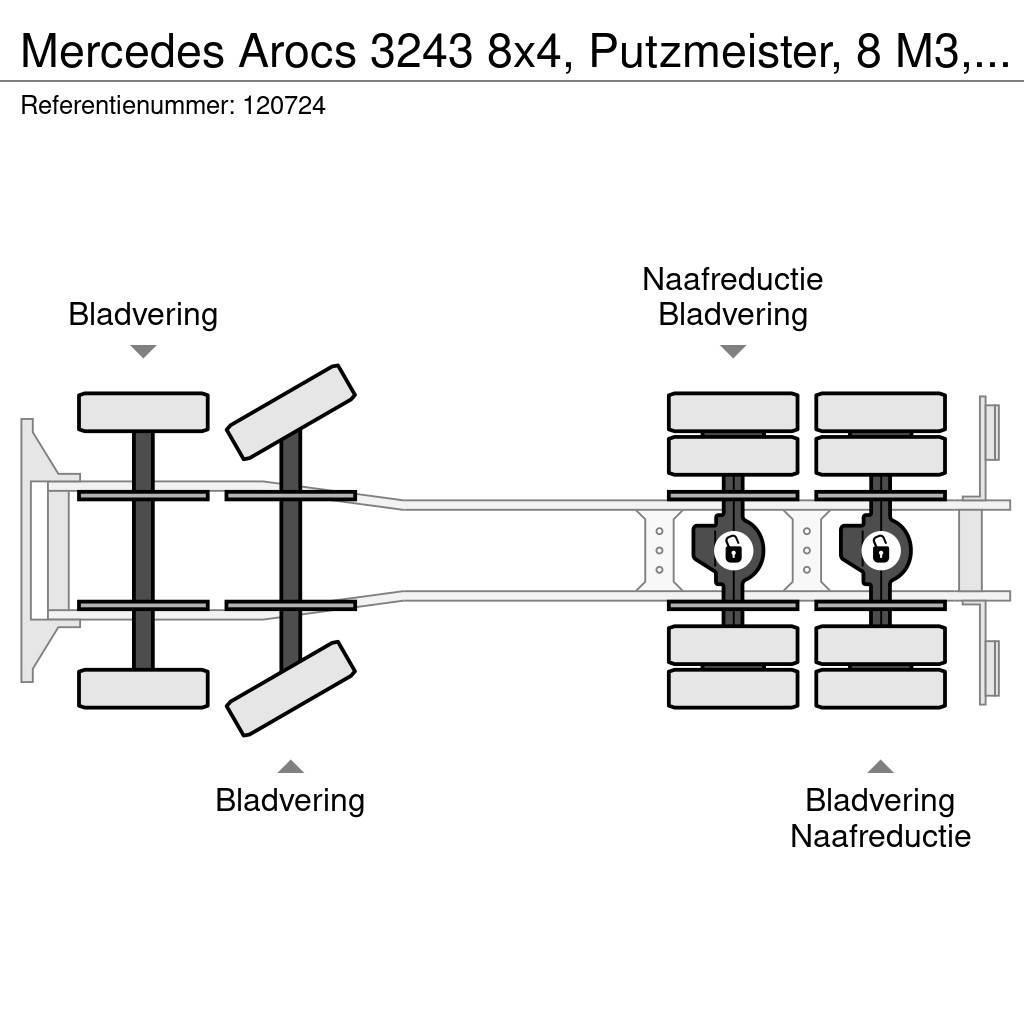 Mercedes-Benz Arocs 3243 8x4, Putzmeister, 8 M3, 11 mtr belt, Re Camiones hormigonera