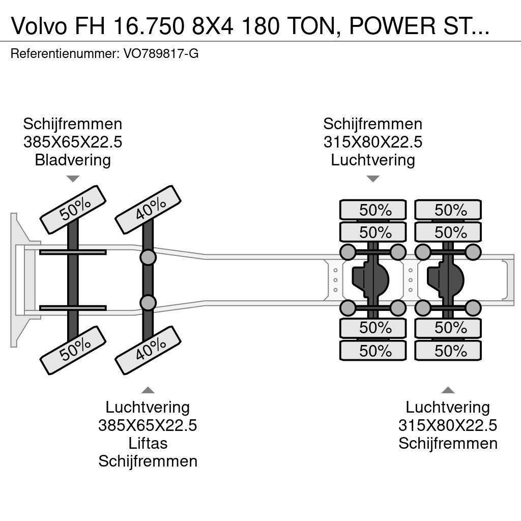 Volvo FH 16.750 8X4 180 TON, POWER STEERING, HYDRAULIC Cabezas tractoras